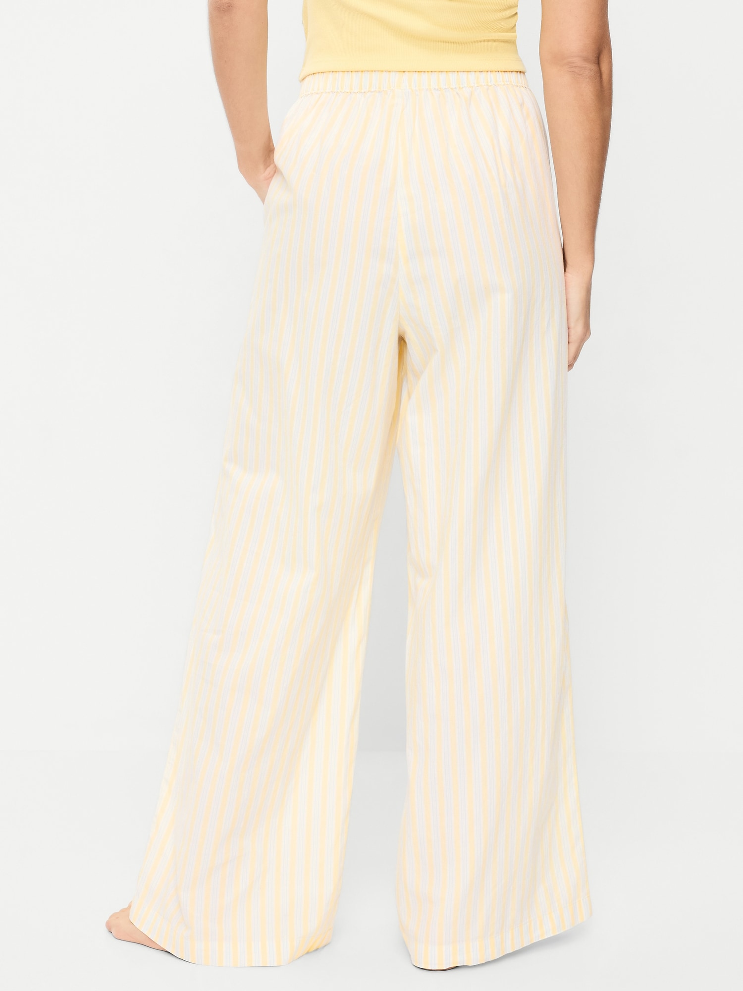 Poplin Wide-Leg Pajama Pants