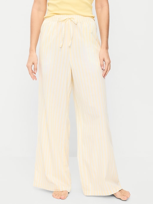 Image number 1 showing, Poplin Wide-Leg Pajama Pants