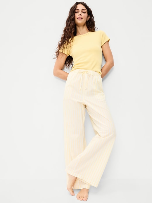 Image number 3 showing, Poplin Wide-Leg Pajama Pants