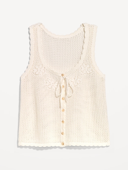 Image number 4 showing, Sleeveless Crochet Button-Front Tank Top