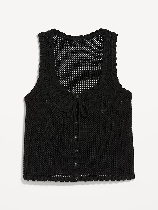 Image number 4 showing, Sleeveless Crochet Button-Front Tank Top