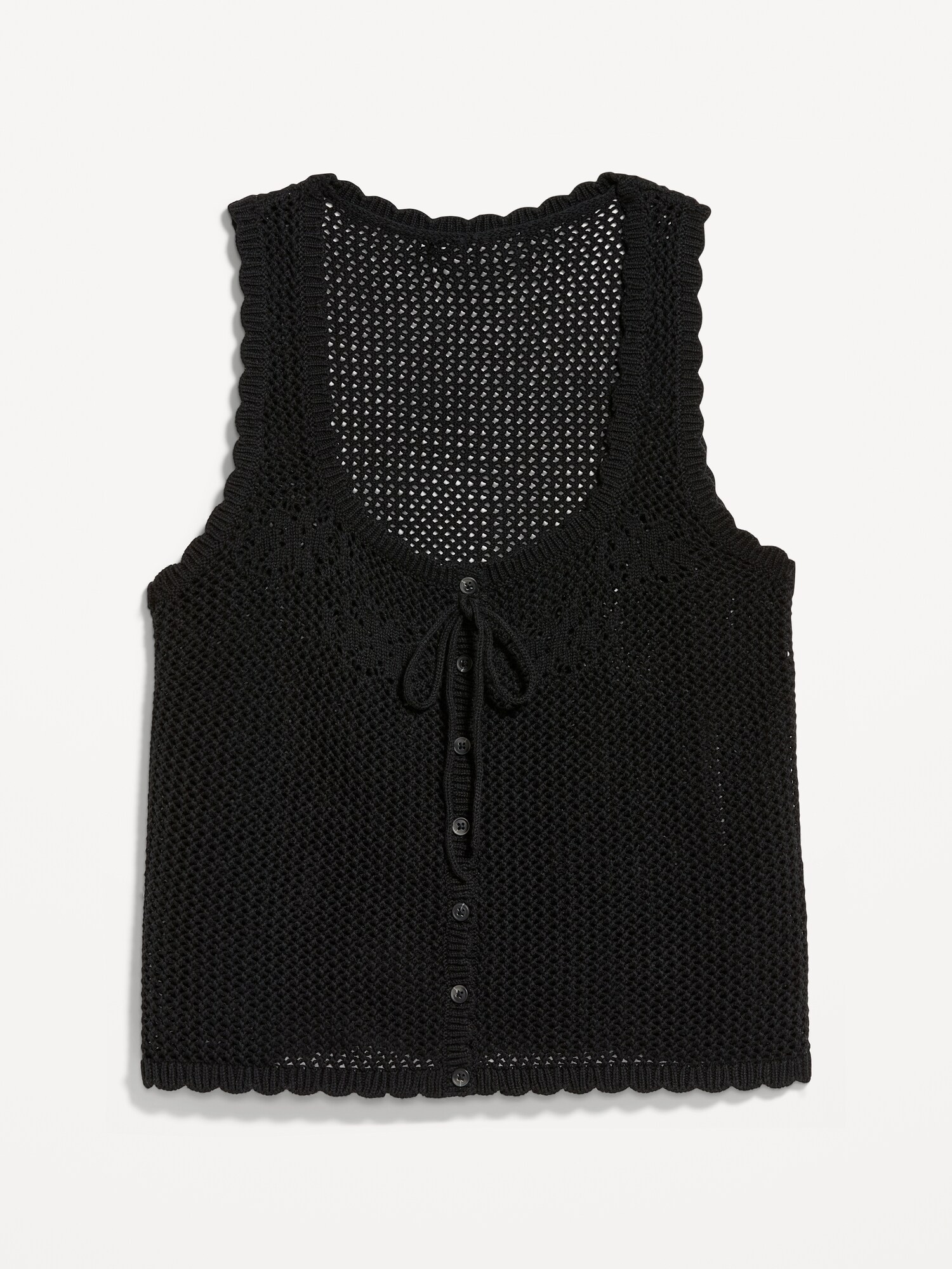 Женский топ Old Navy Sleeveless Seaside Cotton Crochet Tank Top, цвет: Чёрный — фото 4