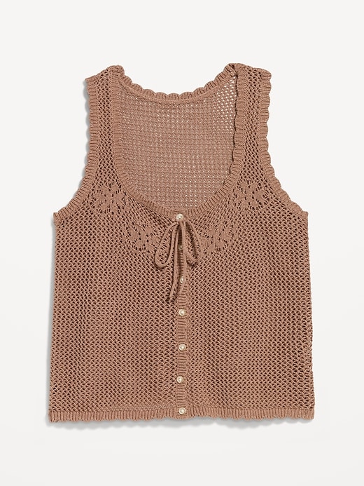 Image number 4 showing, Sleeveless Crochet Button-Front Tank Top