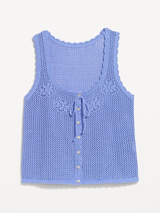 Image number 4 showing, Sleeveless Crochet Button-Front Tank Top