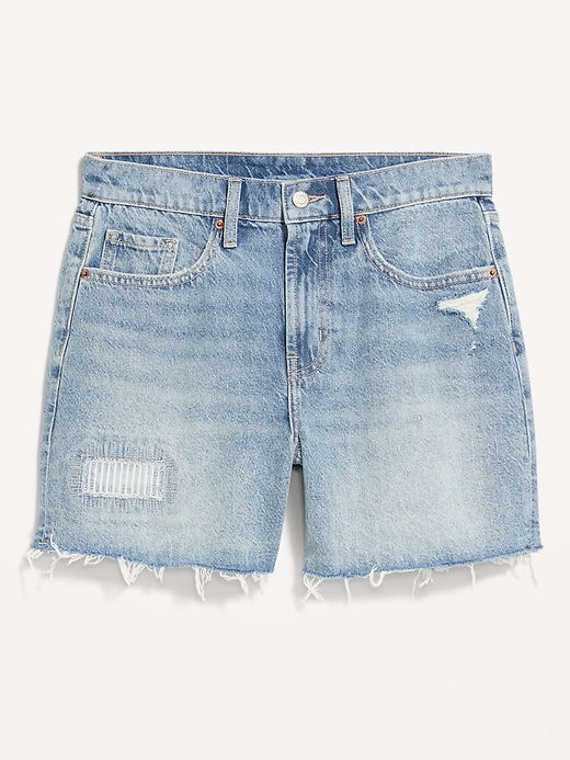 Image number 1 showing, High-Waisted Wow Baggy Jean Shorts -- 5-inch inseam