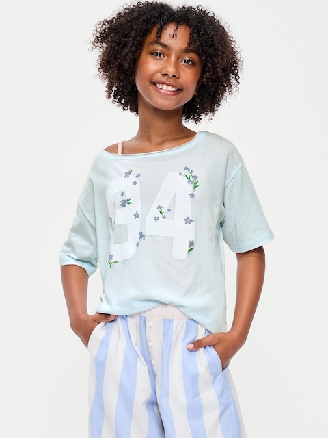 Off-Shoulder Graphic T-Shirt for Girls