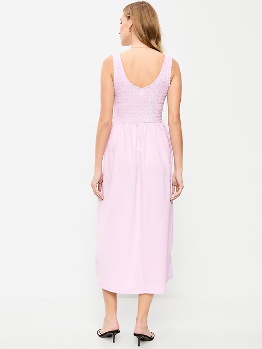 Image number 2 showing, Fit & Flare Sleeveless Smocked-Bodice Midi Dress