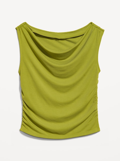 Slit-Neck Ruched Top