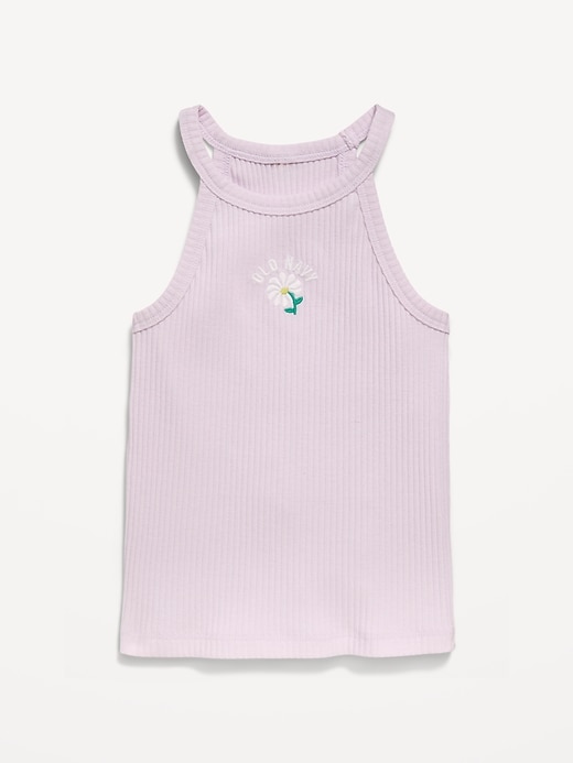 Image number 1 showing, Fitted Ribbed Logo-Graphic Halter Tank Top for Toddler Girls