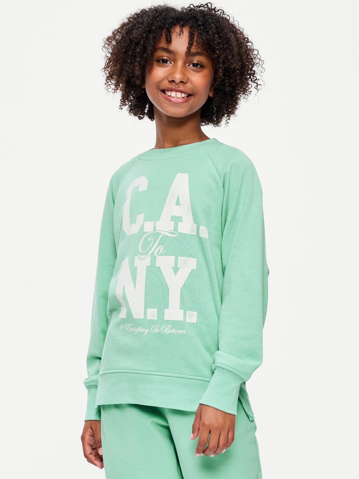 Image number 1 showing, Oversized Long-Sleeve Graphic Tunic Sweatshirt for Girls