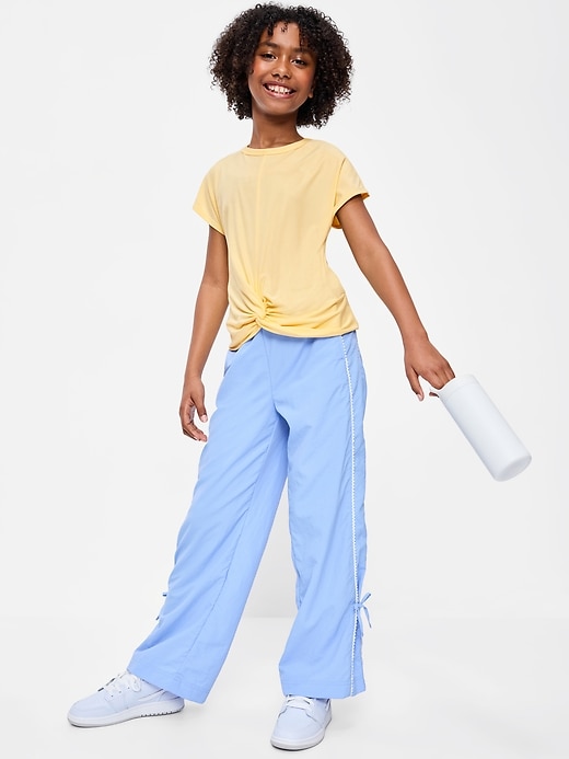 Image number 1 showing, CloudMotion Short-Sleeve Front-Knot T-Shirt for Girls