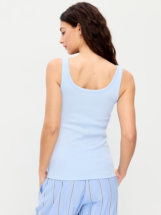 Image number 2 showing, First-Layer Ribbed Scoop-Neck Tank Top