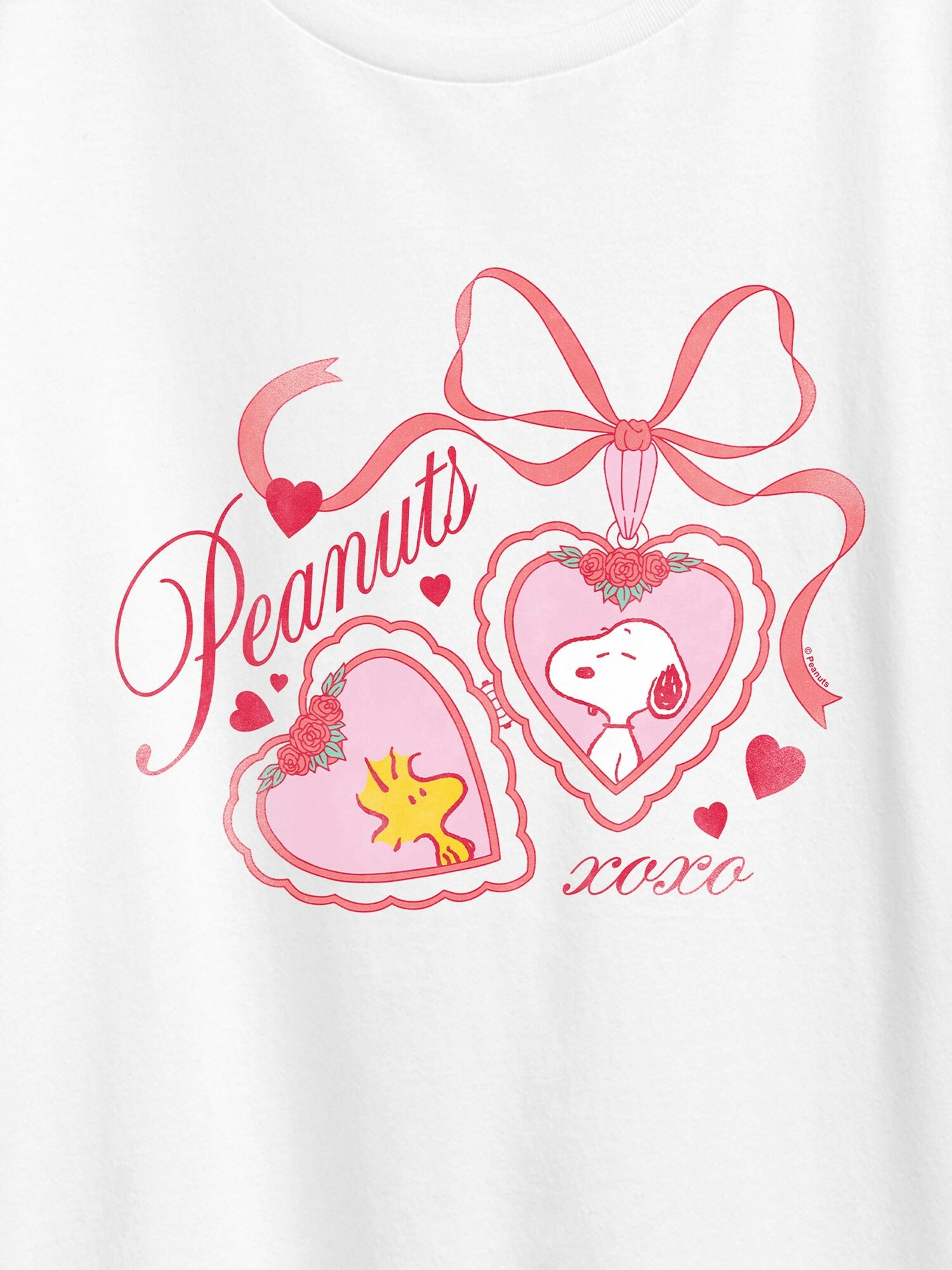 Женская футболка Old Navy Peanuts Snoopy Woodstock Heart Locket Short Sleeve Graphic, цвет: Белый — фото 2