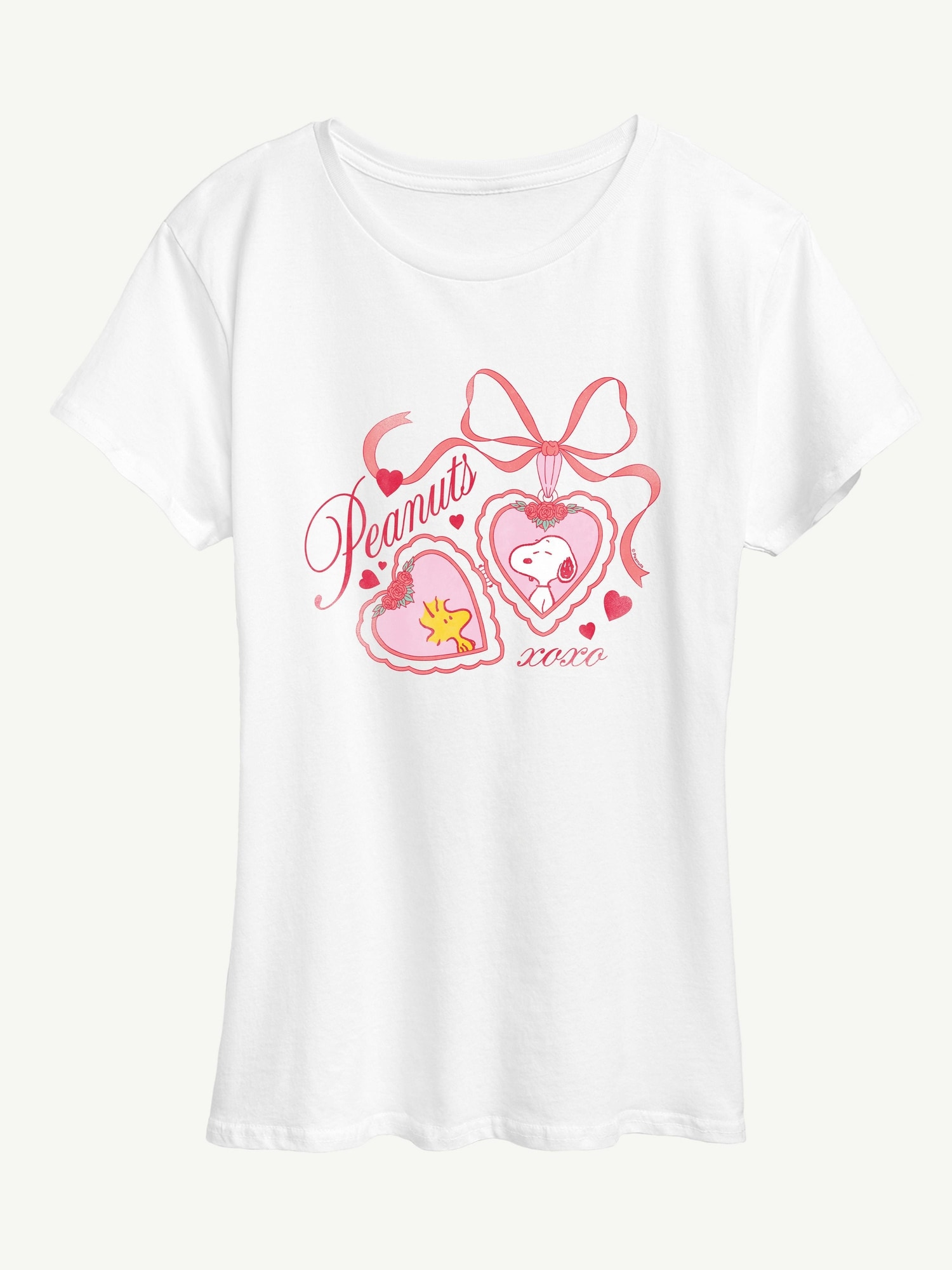 Peanuts Snoopy Woodstock Heart Locket Short Sleeve Graphic T-Shirt