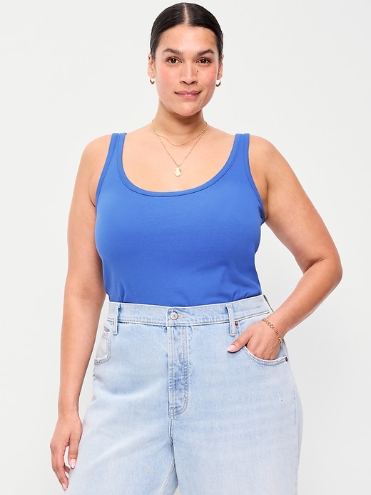 Image number 7 showing, First-Layer Ribbed Scoop-Neck Tank Top