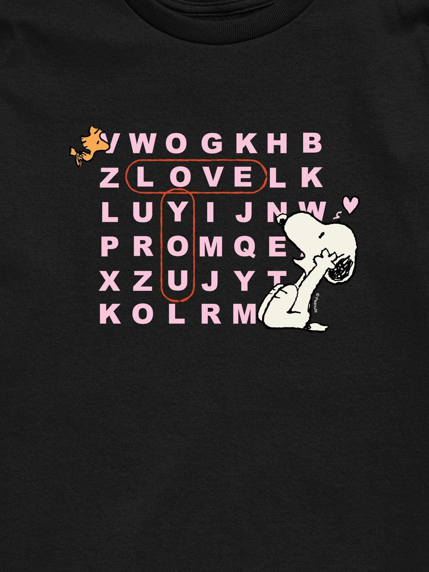 Peanuts I Love You Snoopy Word Search Short Sleeve Graphic T-Shirt For Toddler