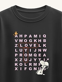 Image number 2 showing, Peanuts I Love You Snoopy Word Search Short Sleeve Boxy Graphic T-Shirt For Girls