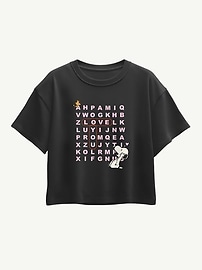 Image number 1 showing, Peanuts I Love You Snoopy Word Search Short Sleeve Boxy Graphic T-Shirt For Girls