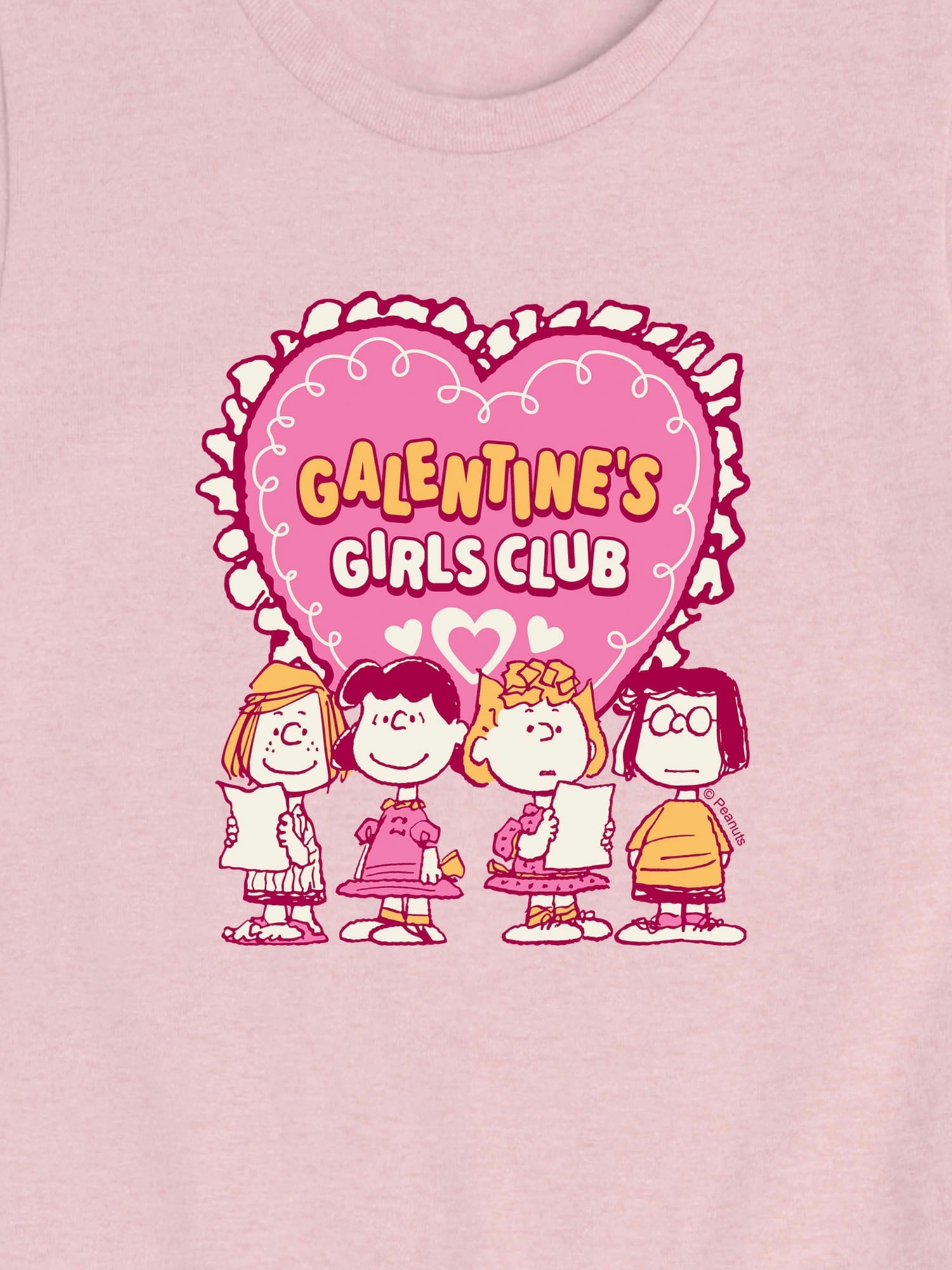 Peanuts Galentines Girls Club Short Sleeve Graphic T-Shirt For