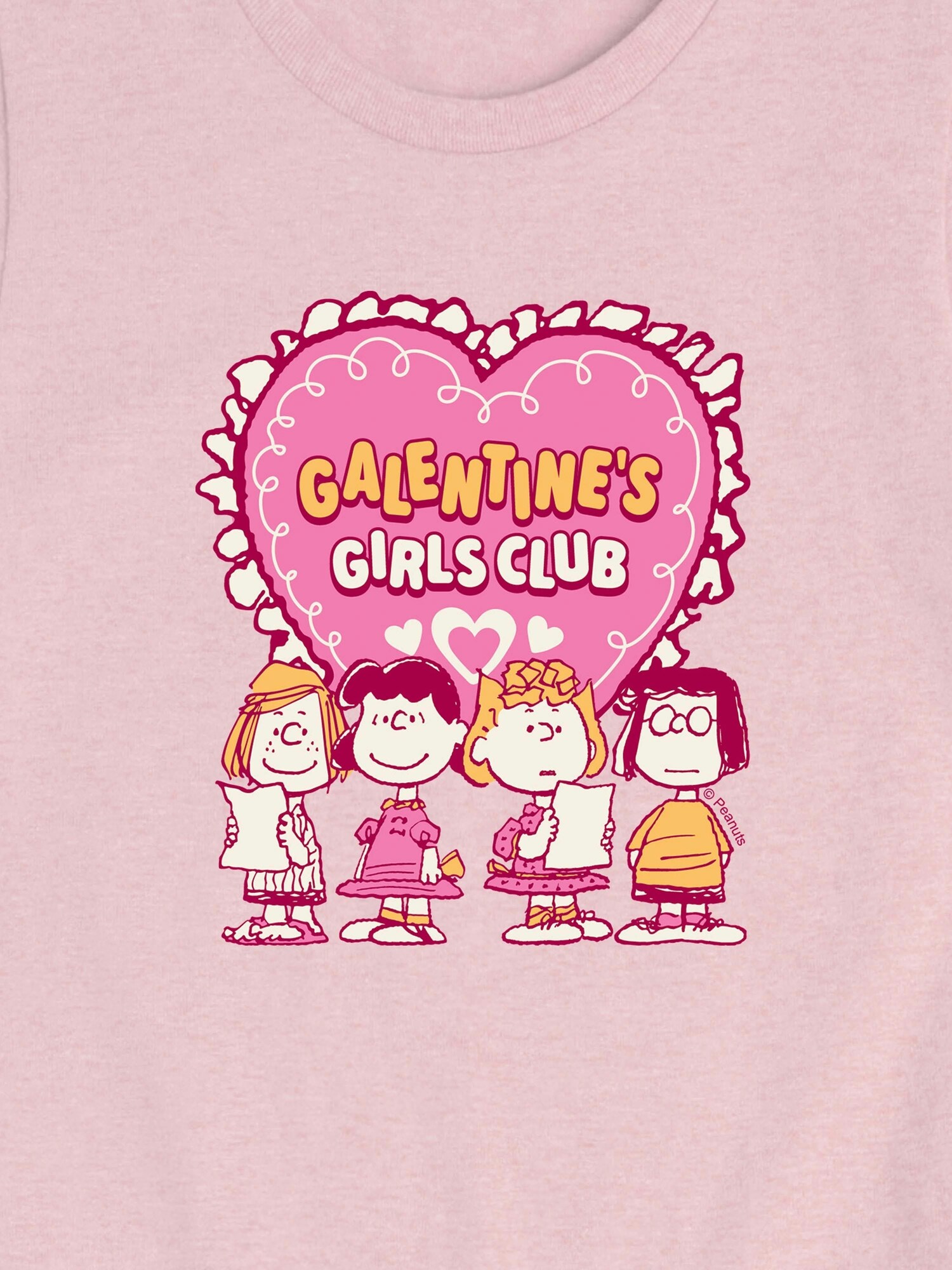 Футболка Old Navy Peanuts Galentines Girls Club Short Sleeve Graphic T-Shirt для девочек, цвет: Меланжевый розовый — фото 2