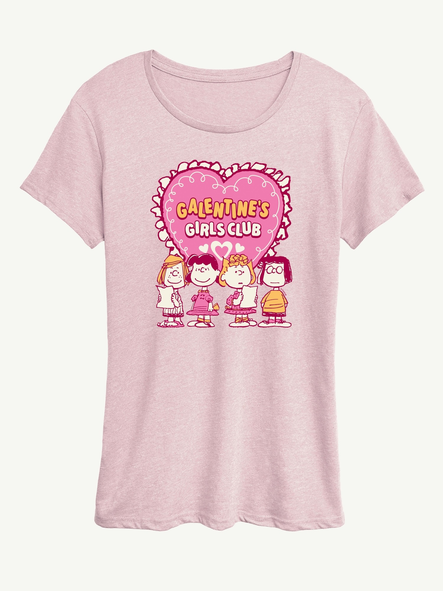 Женская футболка Old Navy Peanuts Galentines Girls Club Short Sleeve Graphic, цвет: Меланжевый розовый