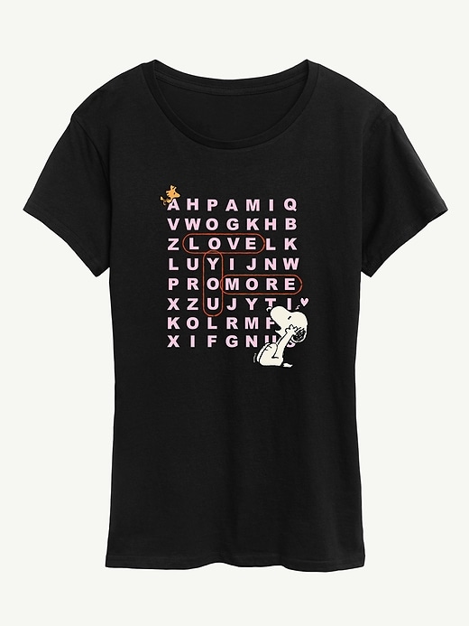 Image number 1 showing, Peanuts I Love You More Snoopy Word Search Short Sleeve Graphic Tee