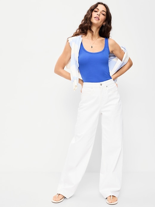 Image number 3 showing, First-Layer Ribbed Scoop-Neck Tank Top