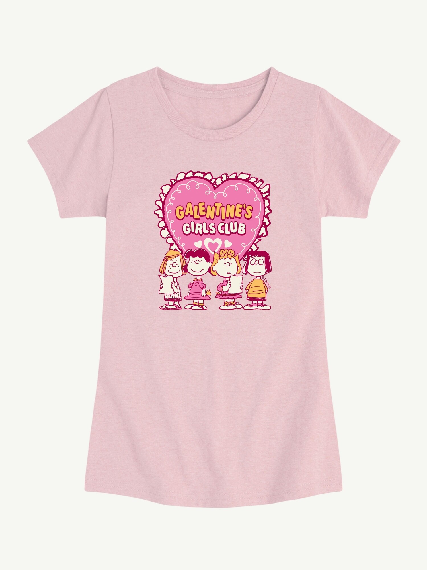 Детская футболка Old Navy Peanuts Galentines Girls Club с принтом для малышей, цвет: Меланжевый розовый