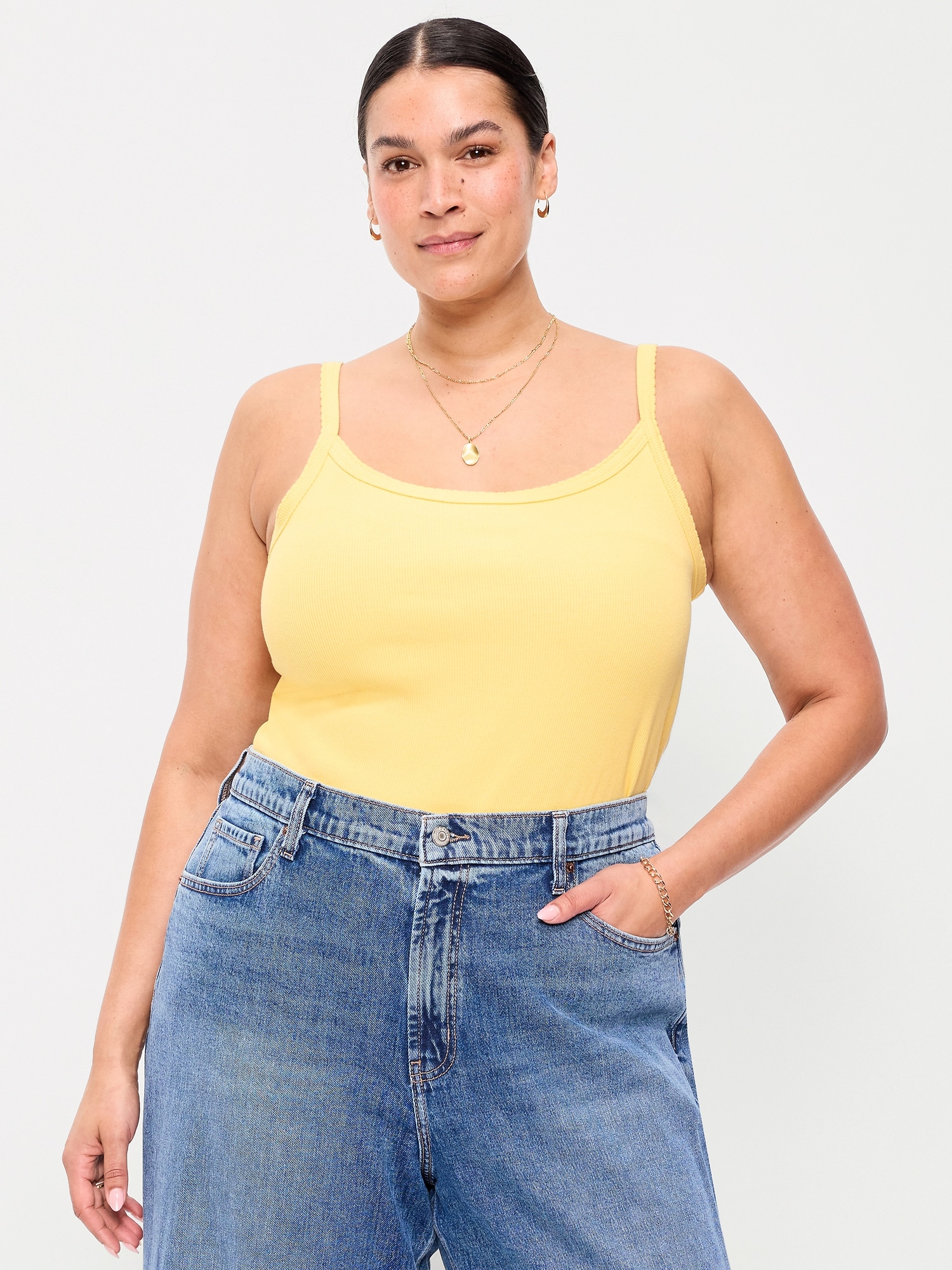 NKNIT rib mini tank top(navy、yellow) Rib-Knit Cami Tank Top | Old Navy