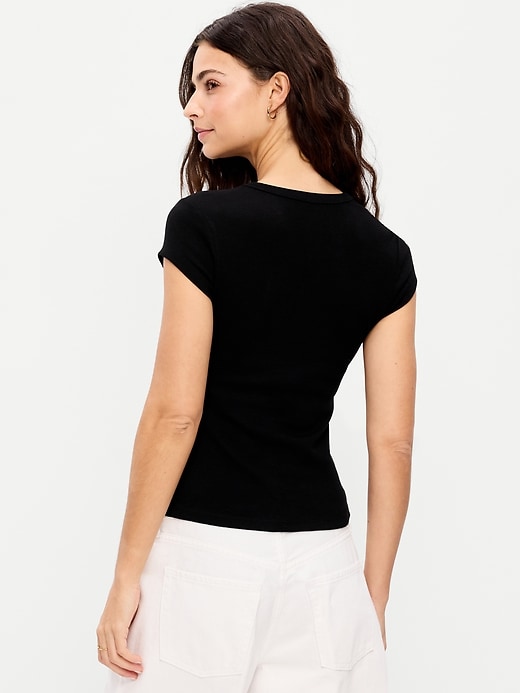 Image number 2 showing, Snug V-Neck Crop T-Shirt