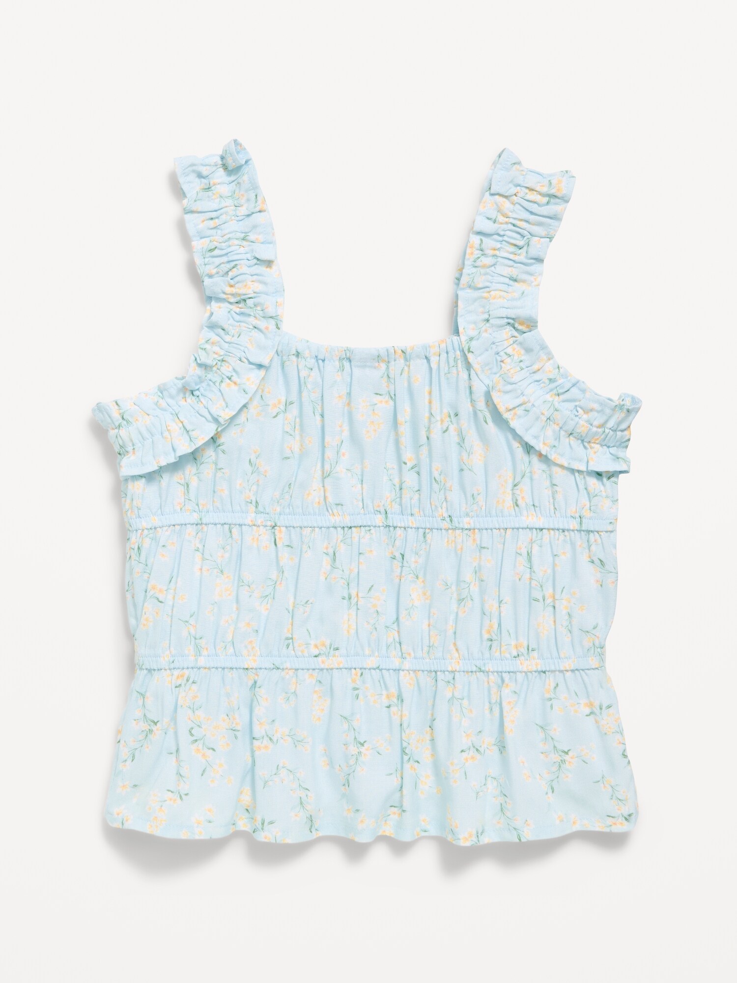 Топ Old Navy Printed Sleeveless Ruffled Top для девочек, цвет: Светлый синий с принтом — фото 3