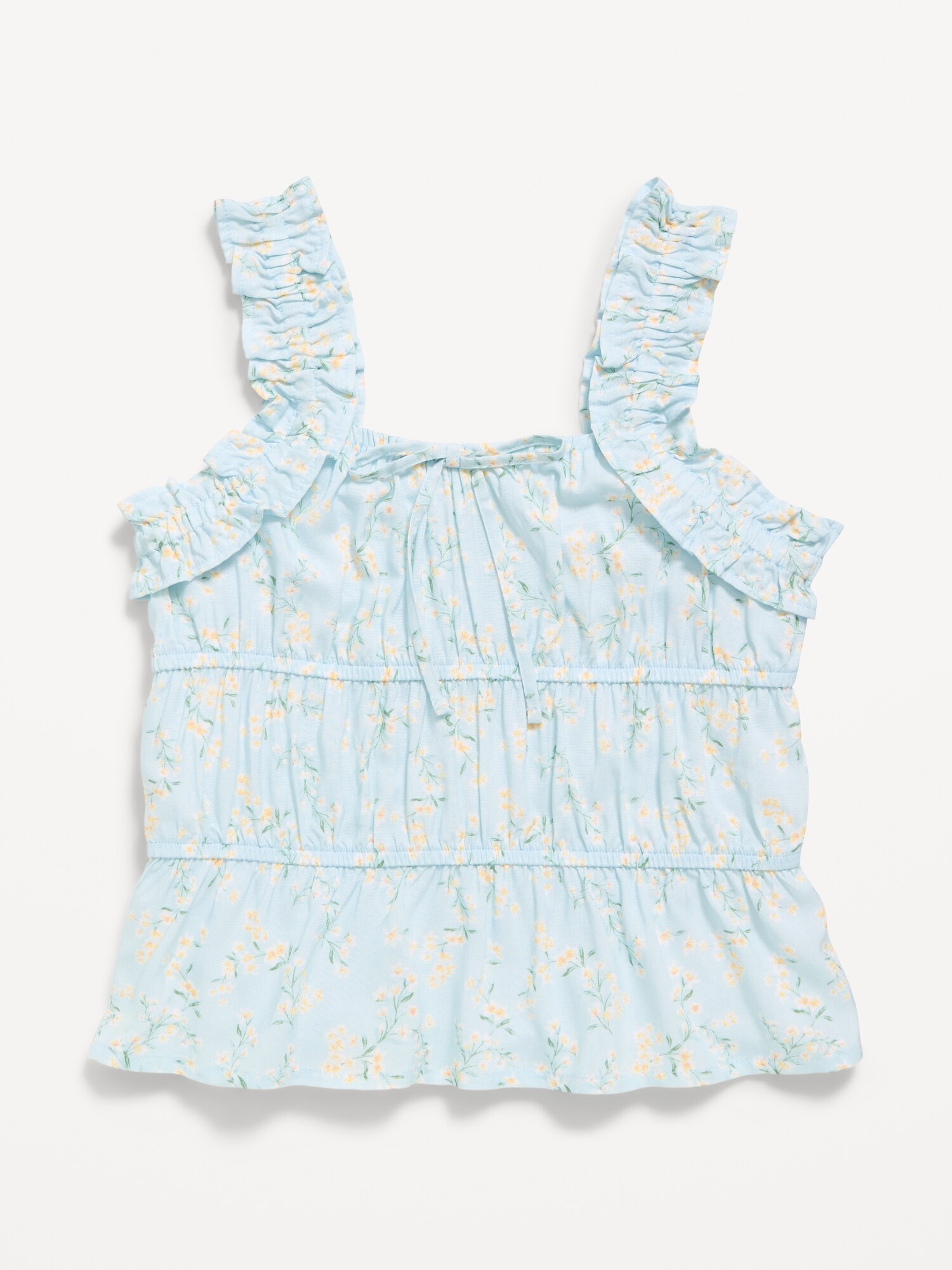 Топ Old Navy Printed Sleeveless Ruffled Top для девочек, цвет: Светлый синий с принтом — фото 2