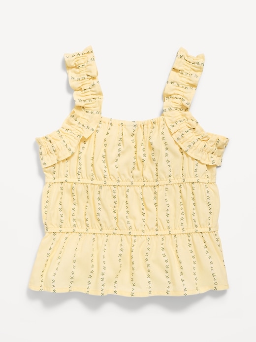 Image number 3 showing, Printed Sleeveless Ruffled Top for Girls