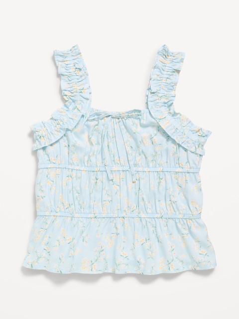 Printed Sleeveless Ruffled Top for Girls