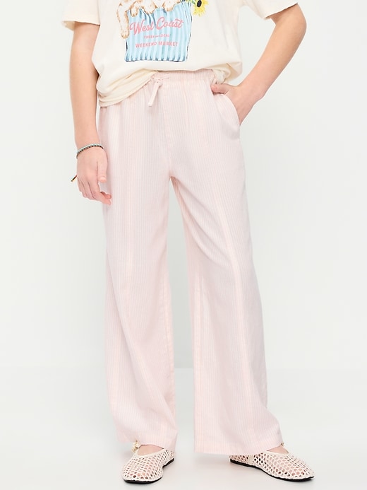 Image number 1 showing, Striped Linen-Blend Wide-Leg Pants for Girls