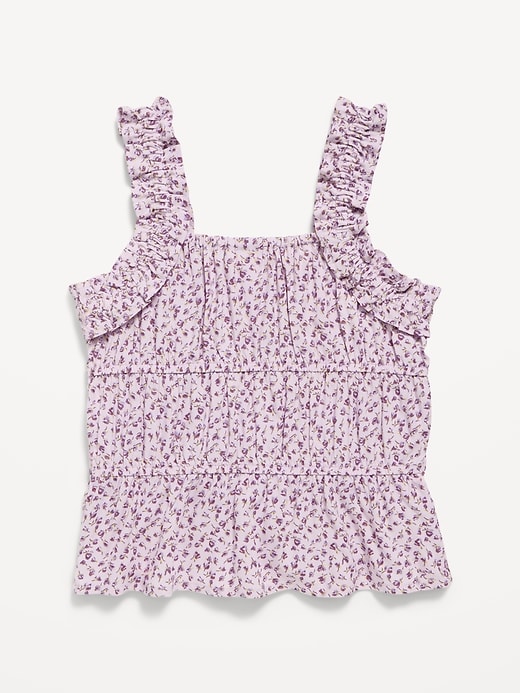 Image number 3 showing, Printed Sleeveless Ruffled Top for Girls