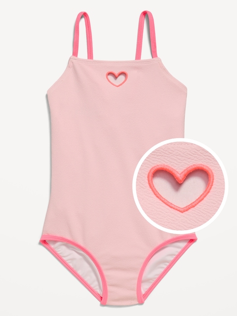 Heart Cutout One-Piece Swimsuit for Girls