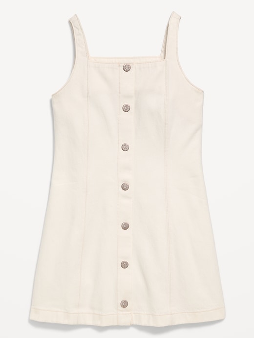 Image number 2 showing, Sleeveless Fit and Flare Button-Front Jean Dress for Girls