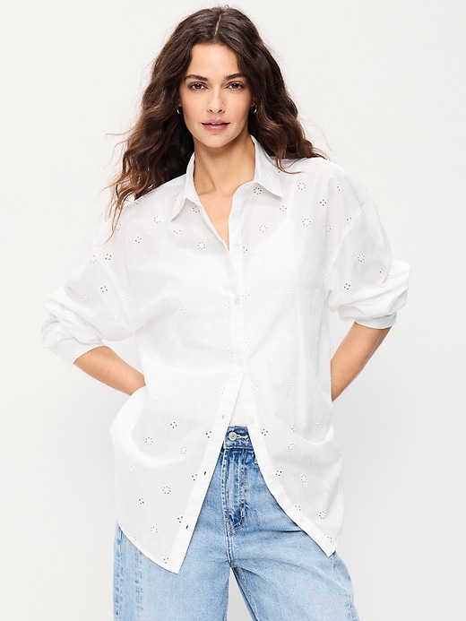 Image number 1 showing, Oversized Button-Down Boyfriend Shirt