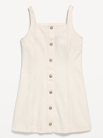 Image number 1 showing, Sleeveless Fit and Flare Button-Front Jean Dress for Girls