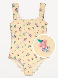 Image number 1 showing, Printed Cross-Back One-Piece Swimsuit for Girls