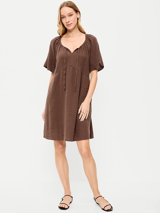 Image number 1 showing, Flutter-Sleeve Mini Swing Dress