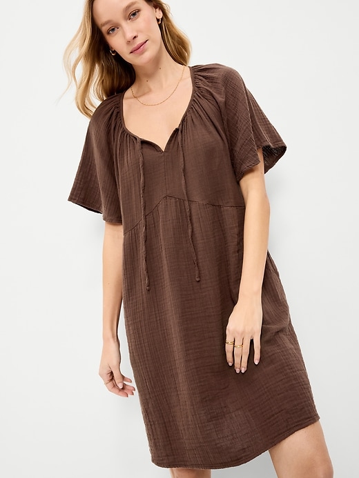 Image number 3 showing, Flutter-Sleeve Mini Swing Dress