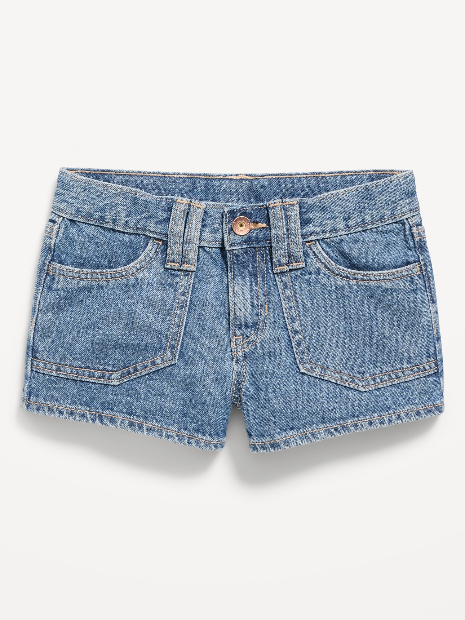 Low-Rise Utility Jean Shorts for Girls