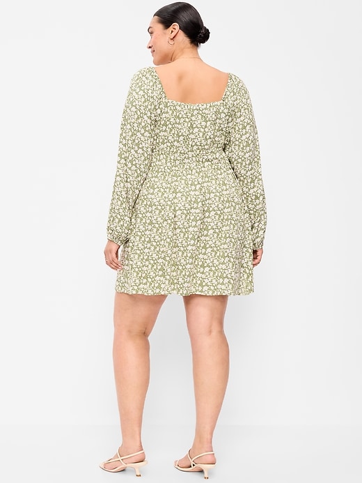 Image number 8 showing, Long-Sleeve Square-Neck Mini Dress