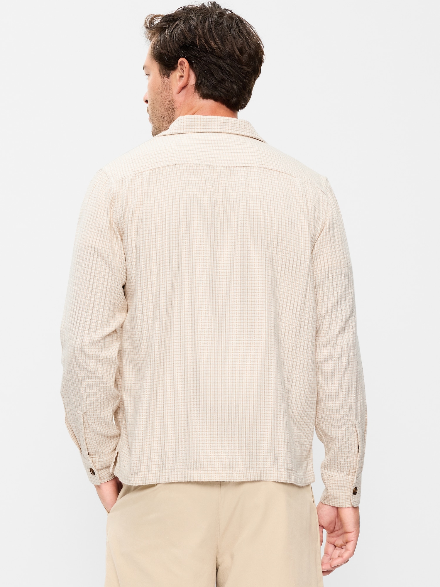 Long-Sleeve Textured Camp Shirt