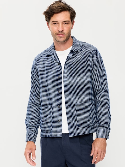 Long-Sleeve Textured Camp Shirt