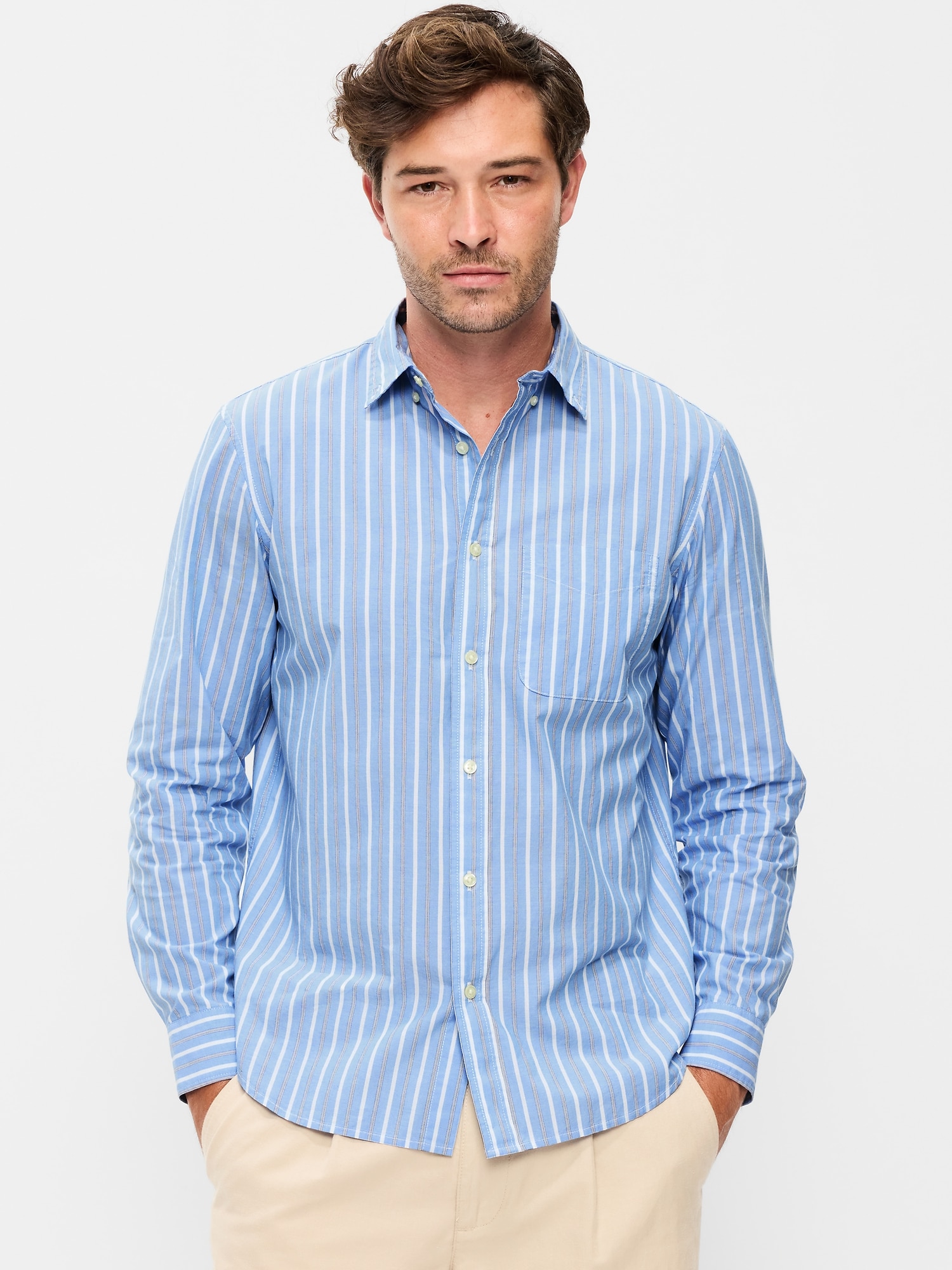 Classic Fit Everyday Striped Poplin Shirt