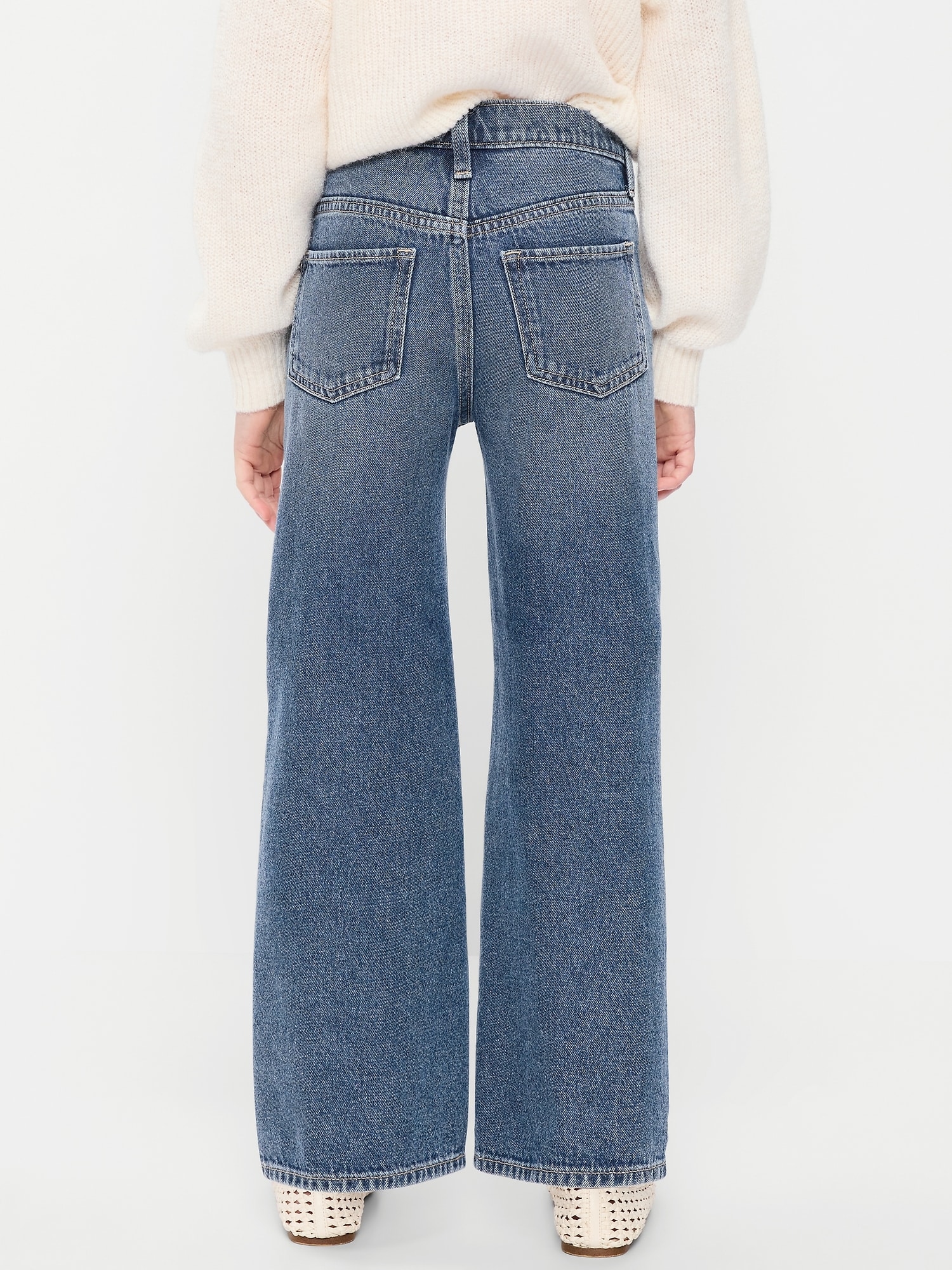 Wow High-Waisted Baggy Wide-Leg Jeans for Girls