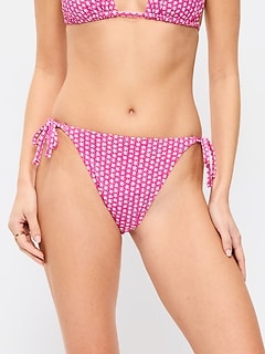 Pique String Bikini Swim Bottoms